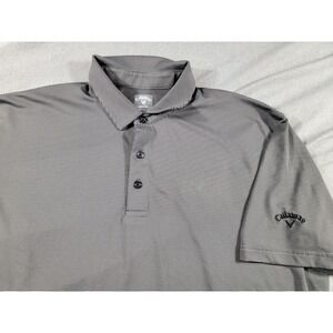 Callaway Mens‎ XL Opti Dri Moisture Wicking Golf Polo Shirt Dark Gray Pinstriped